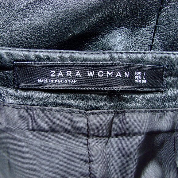 Zara Woman Black Leather Pencil Skirt Straight Lined Soft Office Size Large - Picture 5 of 16